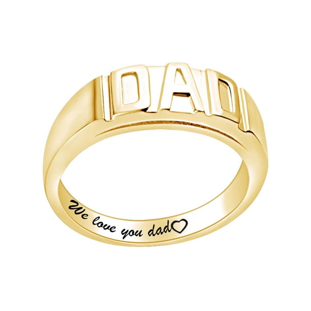 Cool Men's Yellow Gold Plated Crown Ring "K" Engraved Biker Rings Dad' Gift